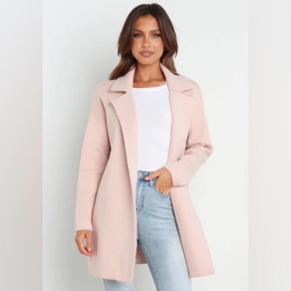 Petal & Pup Blush Pink Coatigan Soft Knit Open Front Coat Cardigan M/L